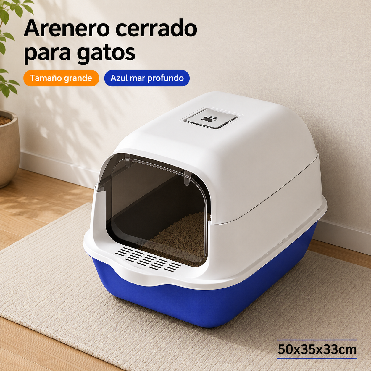 Arenero inteligente con luz UV para esterilización y control de olores