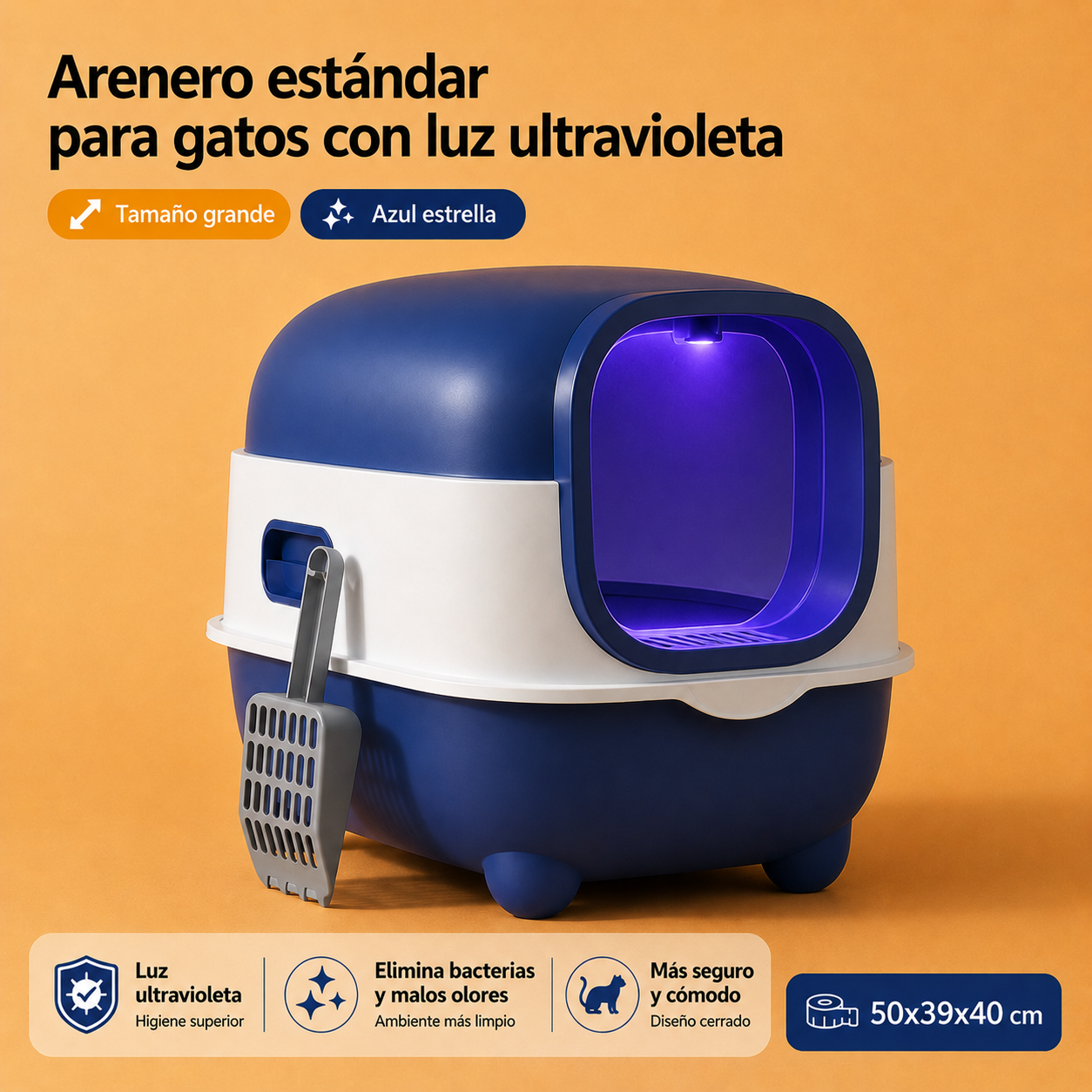 Arenero inteligente con luz UV para esterilización y control de olores