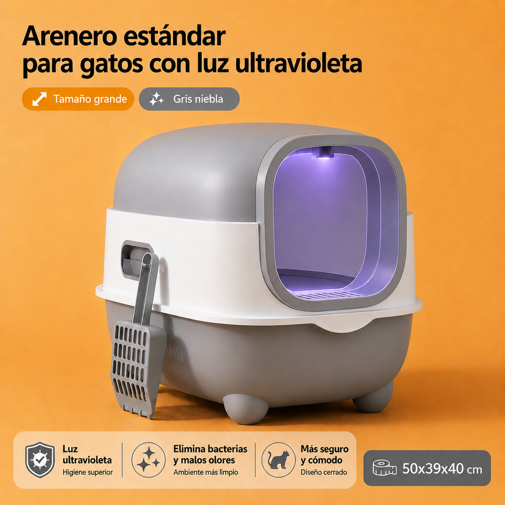 Arenero inteligente con luz UV para esterilización y control de olores