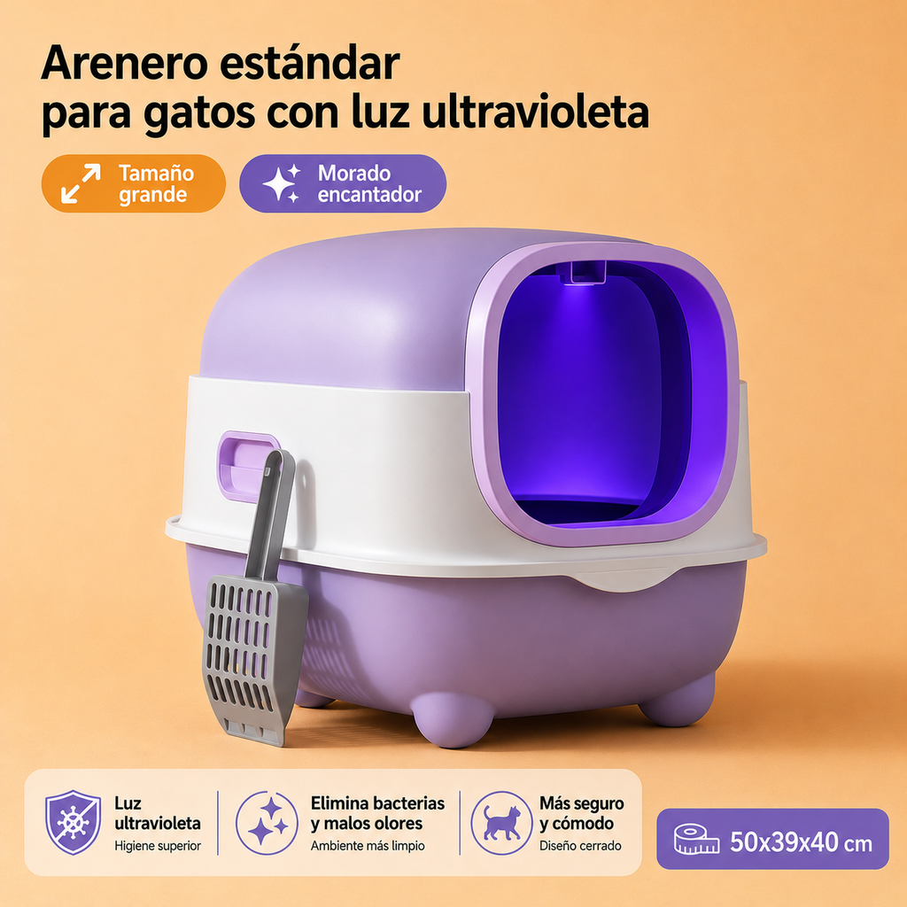 Arenero inteligente con luz UV para esterilización y control de olores